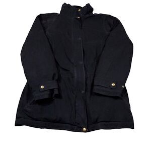 READ L.L. Bean Faux Suede Coat Quilted Primaloft Faux Fur Lined Black Medium VTG